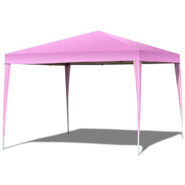 Tente de Réception Tonnelle de Jardin Pliante Superficie 9m² Cordes Piquets Tube Acier Tissu Oxford, 3x3x2,5m, Rose