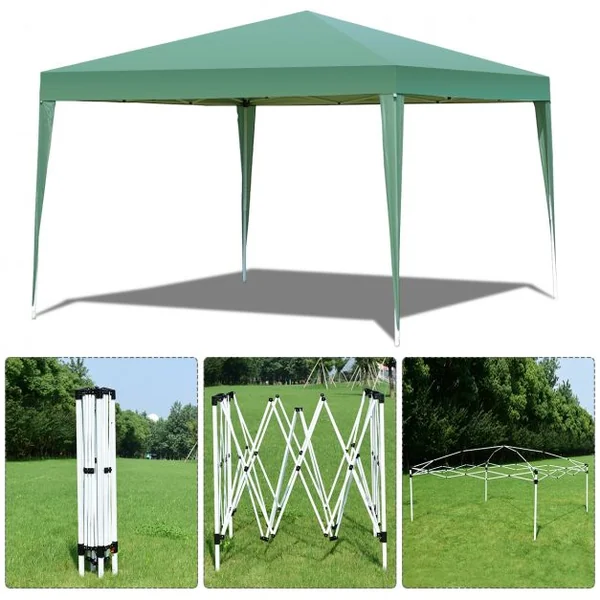 Tente de Réception Tonnelle de Jardin Pliante Superficie 9m² Cordes Piquets Tube Acier Tissu Oxford, 3x3x2,5m, Rose
