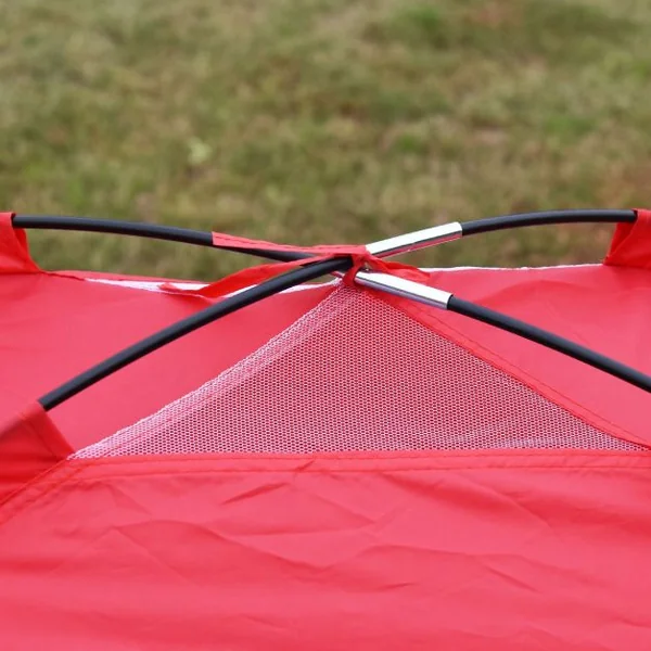 Tente imperméable de camping pour 2 personnes Tente de camping familiale pliante sac de transport, 200x120x95cm, Rouge