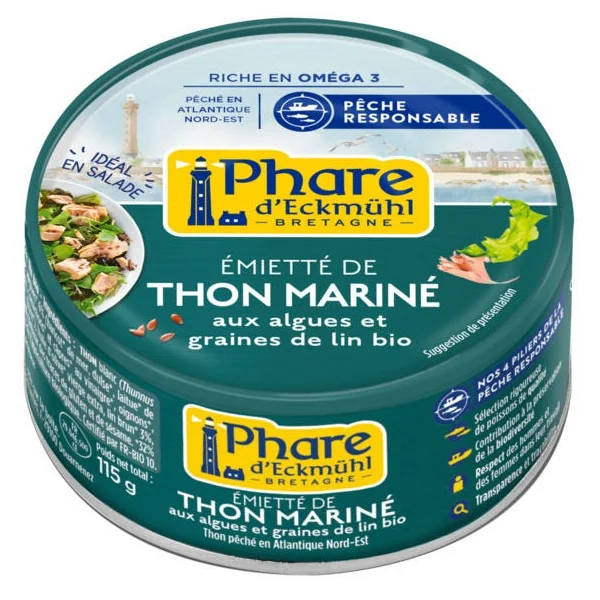 Thon blanc miettes algue graine lin 115g