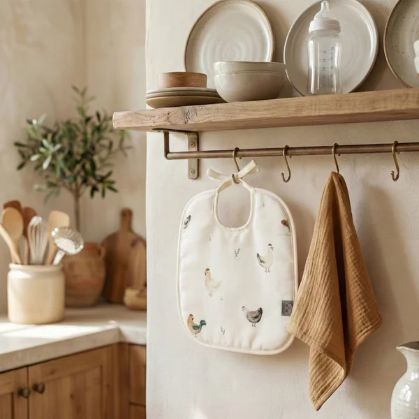 Tie-up cotton bib, Gallina hen