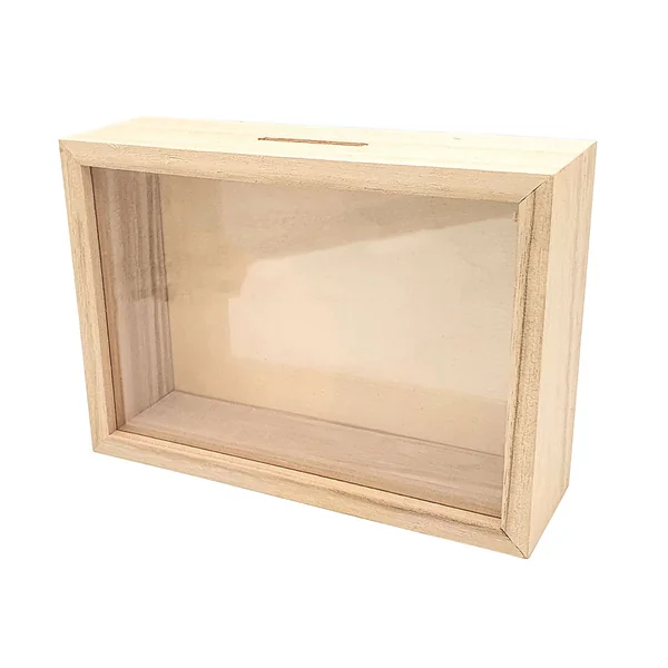 Tirelire en bois avec fenêtre 17x12x5cm