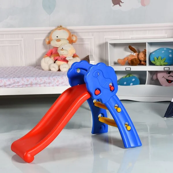 Toboggan Pliable pour Enfants de 3-8 Ans avec Panier de Basket Capacité 50 kg en HDPE, 108x68x71,5cm, Bleu+Rouge