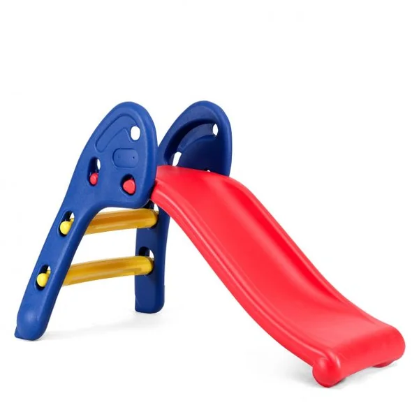 Toboggan Pliant pour Enfant de 3 à 8 Ans Pente Douce Capacité 50 Kg en Pe Sans Bpa 110x54x70cm Tricolore