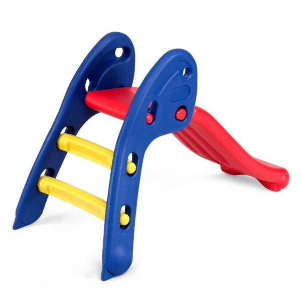 Toboggan Pliant pour Enfant de 3 à 8 Ans Pente Douce Capacité 50 Kg en Pe Sans Bpa 110x54x70cm Tricolore