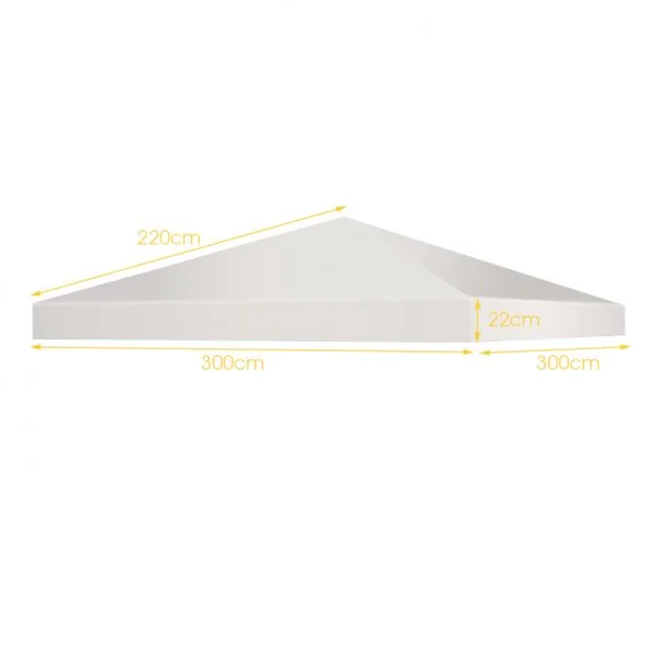 Toile de Tonnelle 300cm x 300cm Toile d'Ombrage en Polyester Pare-soleil avec Attaches Auto-agrippantes Beige