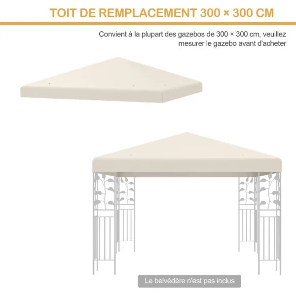 Toile de Tonnelle 300cm x 300cm Toile d'Ombrage en Polyester Pare-soleil avec Attaches Auto-agrippantes Beige/Vert Foncé/Vin Rouge