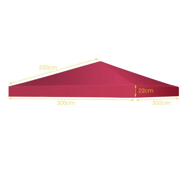 Toile de Tonnelle 300cm x 300cm Toile d'Ombrage en Polyester Pare-soleil avec Attaches Auto-agrippantes Vin Rouge