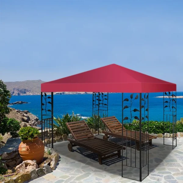 Toile de Tonnelle 300cm x 300cm Toile d'Ombrage en Polyester Pare-soleil avec Attaches Auto-agrippantes Vin Rouge