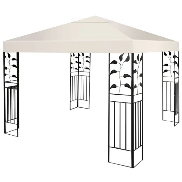 Toile Supérieure 3 x 3 m pour Gazebo à Deux Niveaux Toit de Terrasse avec Boucles en Aluminium Vin Rouge