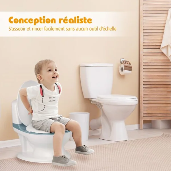 Toilette Enfant en PP Pot pour Bébé Toilette de Simulation Charge Max.30KG Bleu