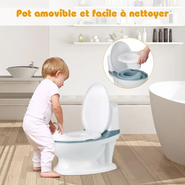 Toilette Enfant en PP Pot pour Bébé Toilette de Simulation Charge Max.30KG Bleu