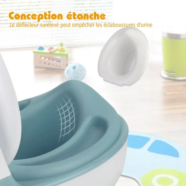 Toilette Enfant en PP Pot pour Bébé Toilette de Simulation Charge Max.30KG Bleu