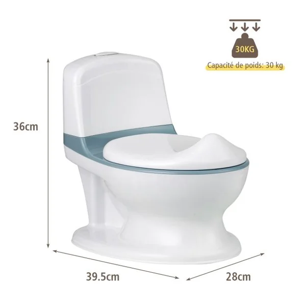 Toilette Enfant en PP Pot pour Bébé Toilette de Simulation Charge Max.30KG Bleu