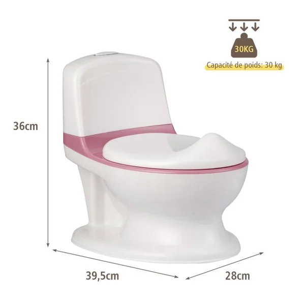 Toilette Enfant en PP Pot pour Bébé Toilette de Simulation Charge Max.30KG Rose