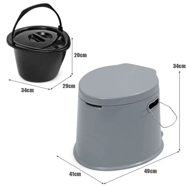 Toilette Portable pour Camping Extérieure avec Seau Intérieur 5L en PP Charge 200KG et Porte-papier de Toilette Amovible
