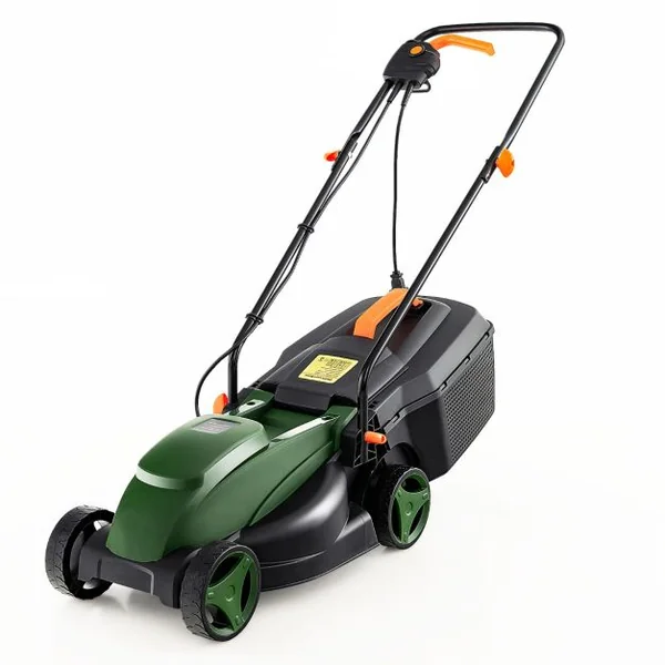 Tondeuse à Gazon Électrique Filaire 1200 W 3450 TR/Min Boîte de Collecte 25 L 3 Hauteur Réglables 25-65 MM Largeur de Coupe 32 CM Vert