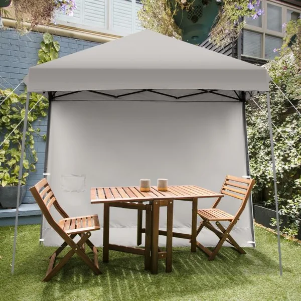 Tonnelle de Jardin 3x3m Pliante Tente de Réception Réglable avec Parois Latérales Amovibles et Sac à dos à Roulettes Gris