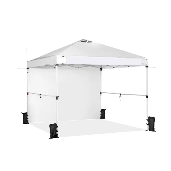 Tonnelle de Jardin Barnum Instantanée 3x3m avec Paroi Latérale Barres Transversales 3 Hauteurs Réglable Sac à Rous Blanc