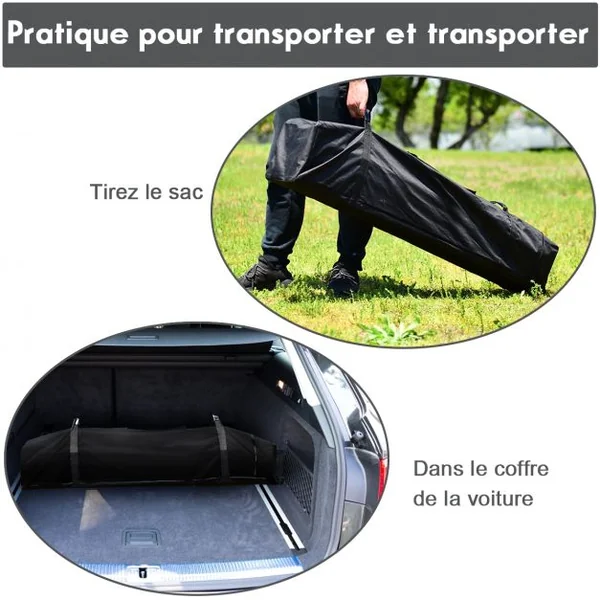 Tonnelle de Jardin Imperméable Piquets de Sol 4 Sacs de Sable Hauteur Réglable Tube en Fer 240x 240x230-250 cm Gris