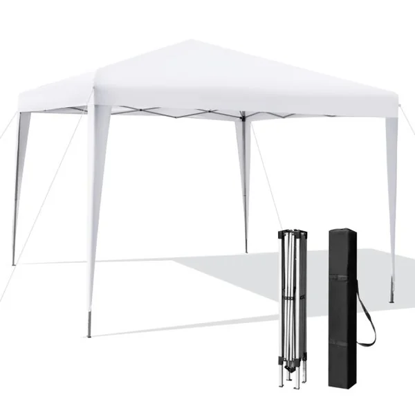 Tonnelle de Jardin Instantanée Pliable 295x295CM Tente de Jardin Anti-UV Imperméable 3 Hauteurs 249/252/255 cm Blanc