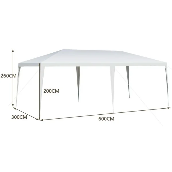 Tonnelle de Jardin Pliant 3 m x 6 m Tente de Réception Dessus Imperméable Recouverte de Tissu PE pour Fêtes Commercial