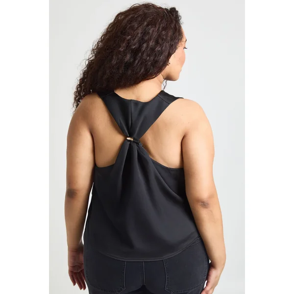 Top Caraco Dos Nageur Grande Taille Satiné Avec Finitions Dorées