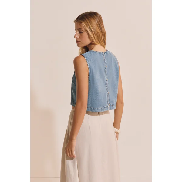 Top court sans manches en jean