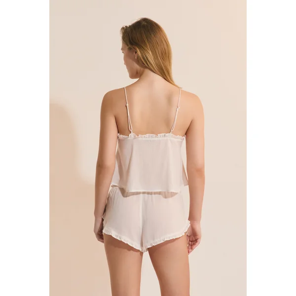 Top de pyjama à volant brodé