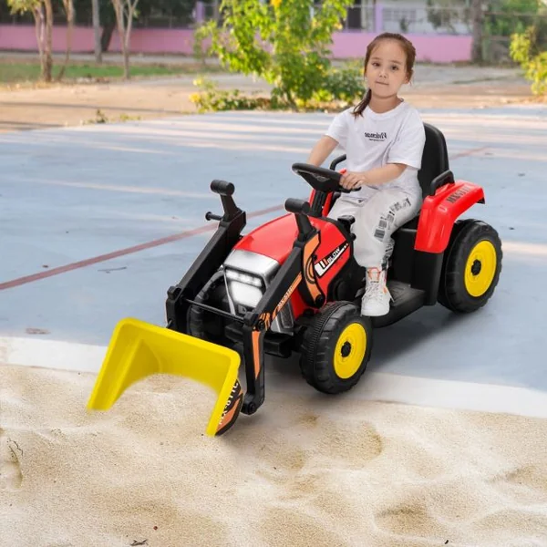 Tractopelle Electrique 12 V/7Ah pour Enfants 3-8 km/h Télécommande 2,4G Excavatrice pour 3-8 Ans Jaune