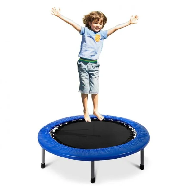 Trampoline de Fitness Ø97CM Pliable Capacité de Charge Max. 100KG pour Aérobic Adultes et Enfants 97x97x19cm Bleu