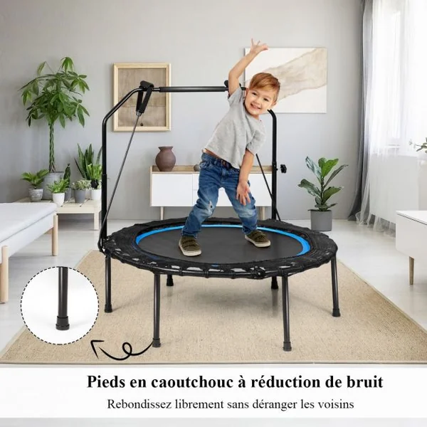 Trampoline de Fitness/Gymnastique Ø102cm avec Bande de Résistance et Poignée Réglable sur 3 Positions Charge Max.120kg