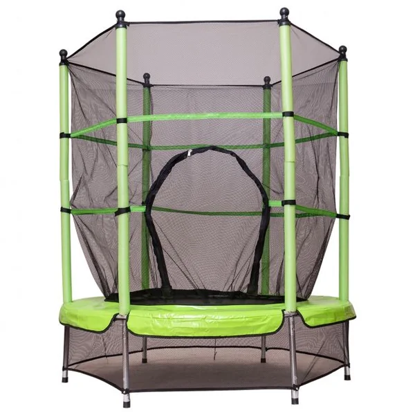 Trampoline de Jardin pour Enfant Filet de Sécurité Intérieur Extérieur, 140 cm de Dia. 162 cm de haut, Vert et noir