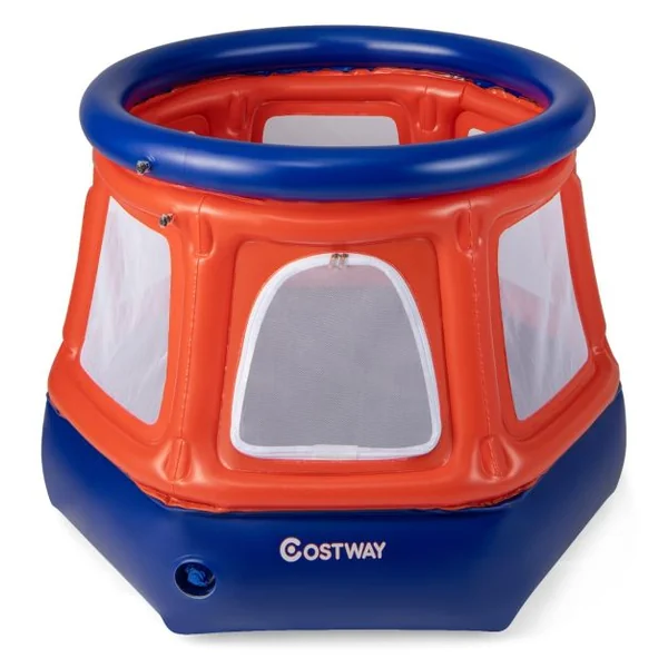 Trampoline Gonflable Enfants avec Filet de Sécurité Mini Trampoline Rond avec Pompe à Main Intérieur Extérieur pour 3 à 10 Ans 125 x 110 x 97 cm