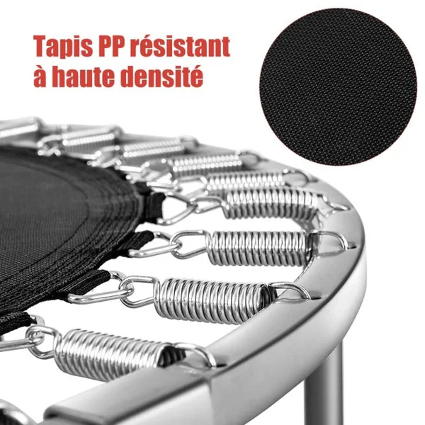Trampoline Pliable pour 2 Enfants Intérieur/Extérieur avec Main Courante Ajustable Coussin Tapis de Saut Charge 150kg Rouge/Bleu/Rose