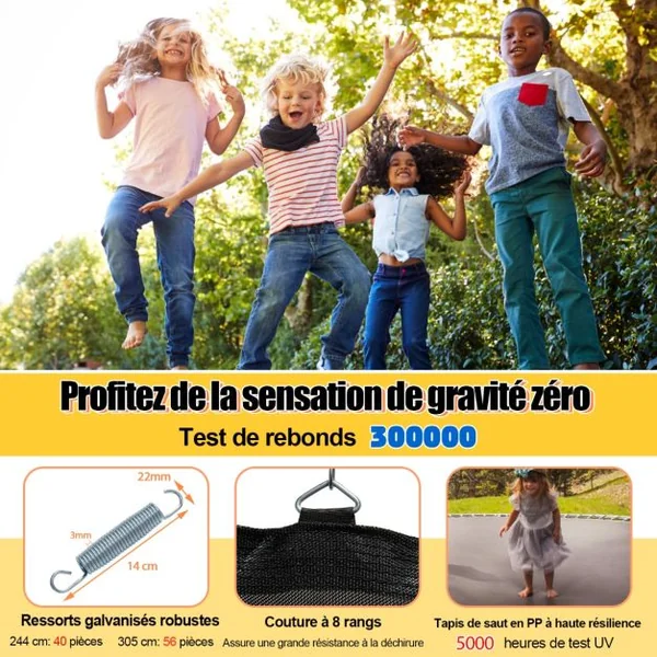 Trampoline pour Enfants Ø 305 cm en Forme de Fleur avec Filet de Protection Coussin de Sécurité et Cadre en Métal Galvanisé