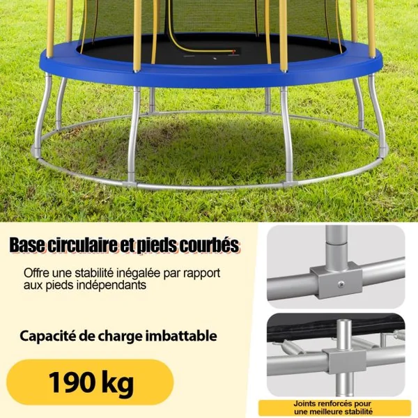 Trampoline pour Enfants Ø 305 cm en Forme de Fleur avec Filet de Protection Coussin de Sécurité et Cadre en Métal Galvanisé