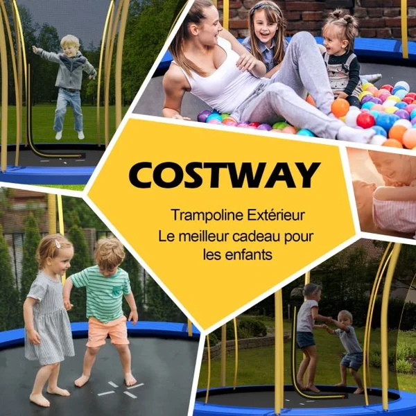 Trampoline pour Enfants Ø 305 cm en Forme de Fleur avec Filet de Protection Coussin de Sécurité et Cadre en Métal Galvanisé