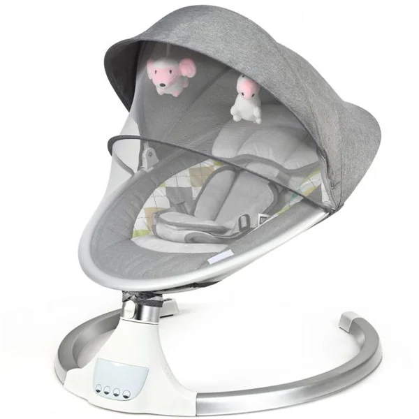 Transat Balancelle Electrique pour Bébé à 9KG avec Télécommande 5 Amplitudes de Vibration Minuterie 10 Musique Bluetooth/USB