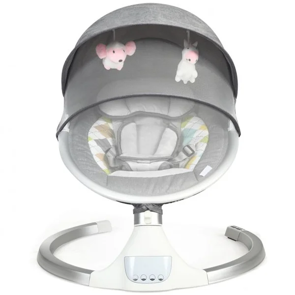 Transat Balancelle Electrique pour Bébé à 9KG avec Télécommande 5 Amplitudes de Vibration Minuterie 10 Musique Bluetooth/USB