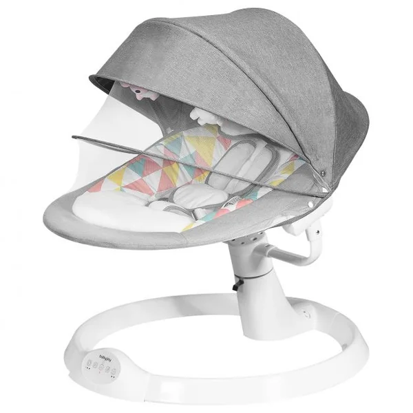 Transat Balancelle Electrique pour Bébé à 9KG avec Télécommande 5 Amplitudes de Vibration Minuterie Bluetooth/USB
