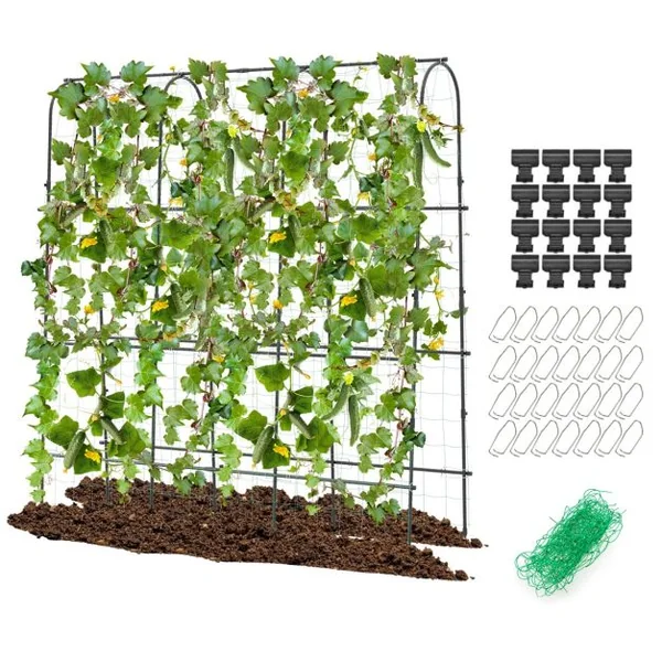 Treillis Arqué de Jardin pour Plantes Grimpantes 179 x 180 cm Treillis en ‘U’ pour Jardin Surélevé avec Poteaux Métalliques
