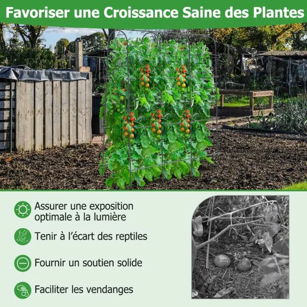 Treillis Arqué de Jardin pour Plantes Grimpantes 179 x 180 cm Treillis en ‘U’ pour Jardin Surélevé avec Poteaux Métalliques