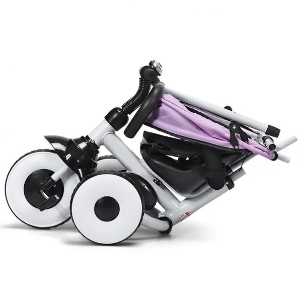 Tricycle Bébé Evolutif Vélo Enfant de 1 à 5 Ans Pliable avec Tige-poussoir et Pare-soleil Sac de Rangement 91x50x102cm