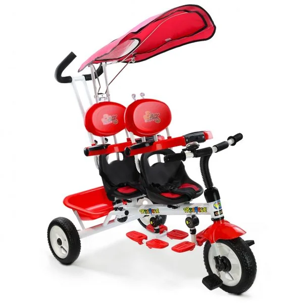 Tricycle Evolutif avec 3 Roues 2 Places pour Bébé de 18 Mois à 36 Mois Rouge