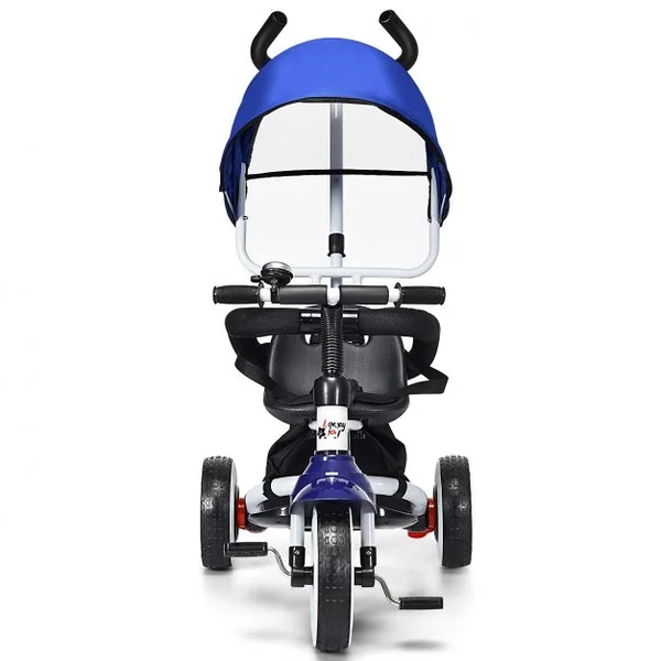 Tricycle Vélo 4 en 1 Évolutif Pliable pour Enfants de 1 à 5 Ans Capacité 25kg en Acier PVC ABS, 91x49,5x102,5cm, Bleu