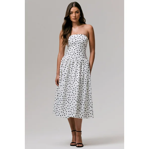 Triumph | Robe mi-longue bandeau à pois