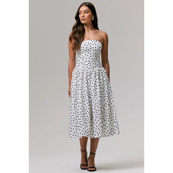Triumph | Robe mi-longue bandeau à pois