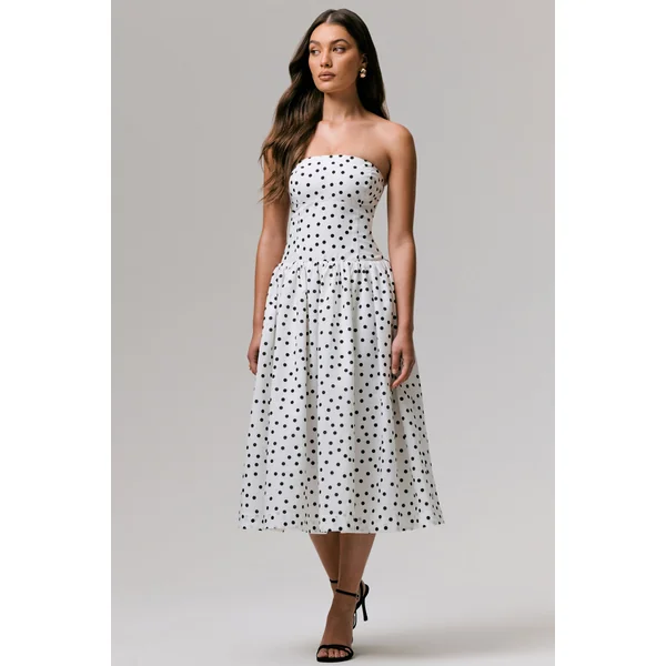 Triumph | Robe mi-longue bandeau à pois