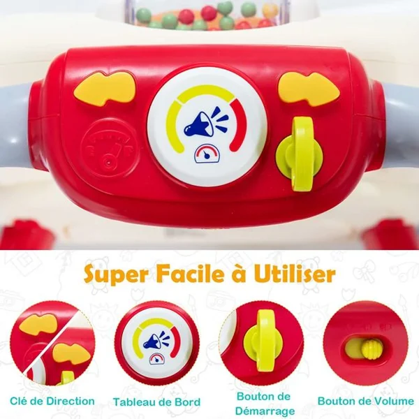 Trotteur 2 en 1 pour Bébé Evolutif Trotteur Pousseur Interactif Apprendre à Marcher Educatif pour Garçon et Fille 9 Mois et +